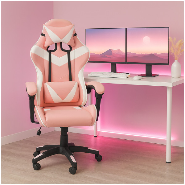 Krit racer gaming chair Pink-Weiß
