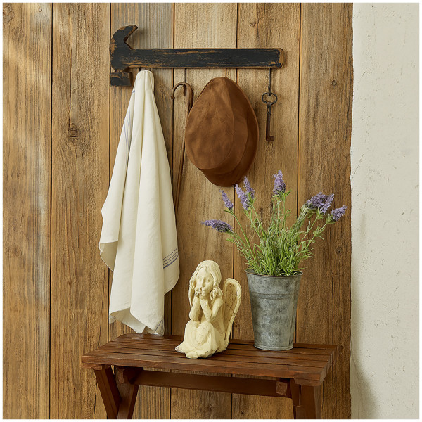 HTI-Line Vintage-Look mit 4 Haken für Flur, Werkstatt oder Rustikale Wandgarderobe in Hammer-Form