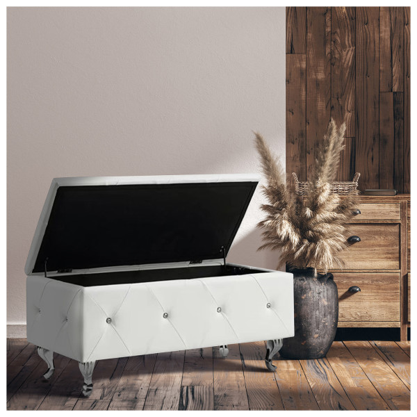 HTI-Living Maribella Weiß Gepolsterte Sitzbank mit Truhe