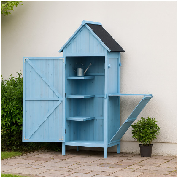 Geräteschrank Wanda Blau Fichtenholz