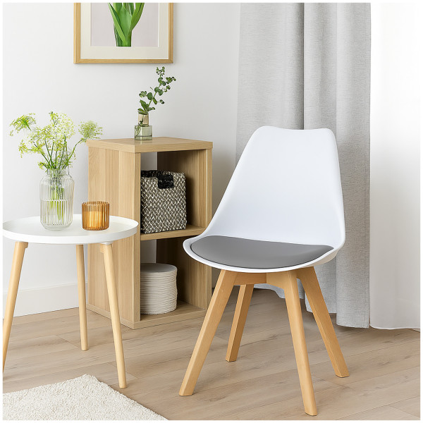 HTI-Living Atlanta Weiß/Hellgrau Esszimmerstuhl Samt