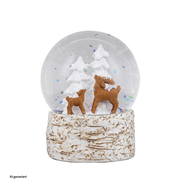 Mini-Schneekugel "Rehe im Wald"