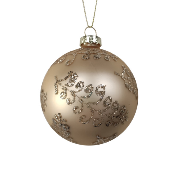 Weihnachtskugel Gold 8cm mit Dekor
