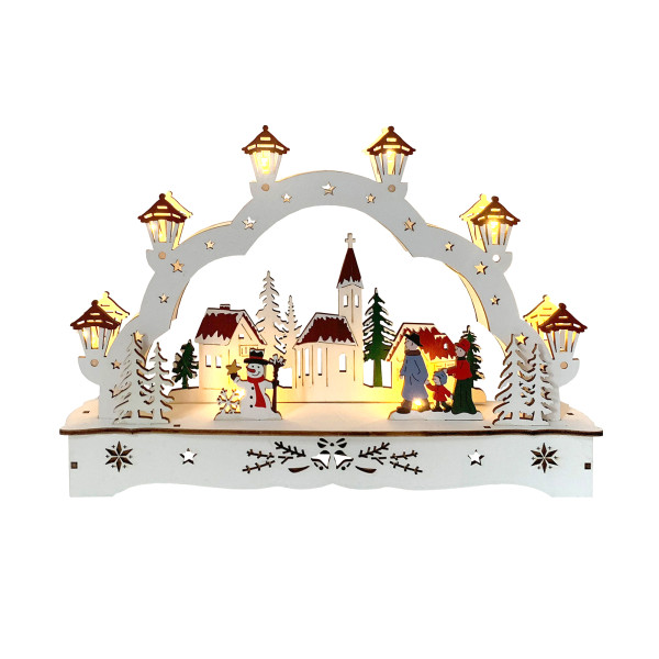 Lichterbogen Weihnachtsdorf mit Schneemann