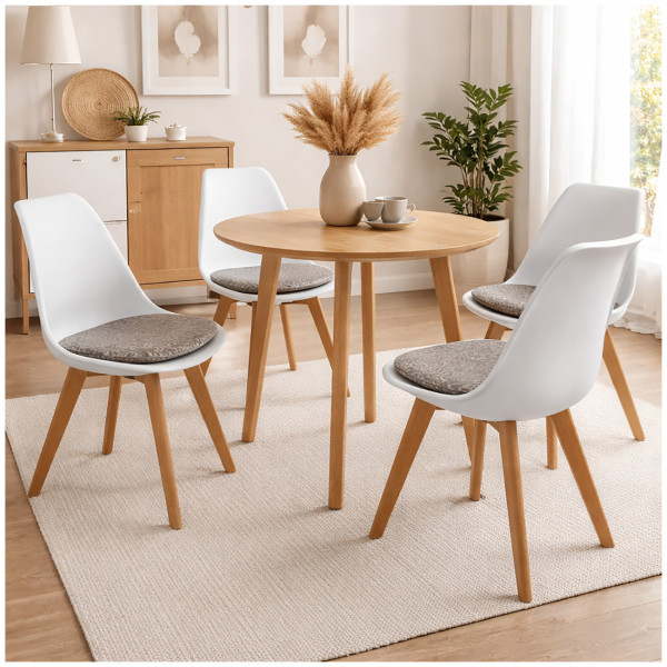 Stuhl Atlanta Weiß/PU Braun Muster 4er-Set