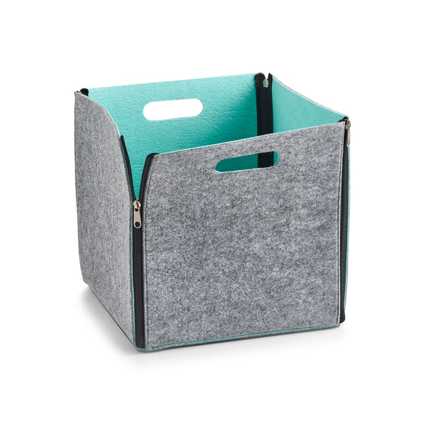 Aufbewahrungskorb "Two-tone", Filz, grau/aqua