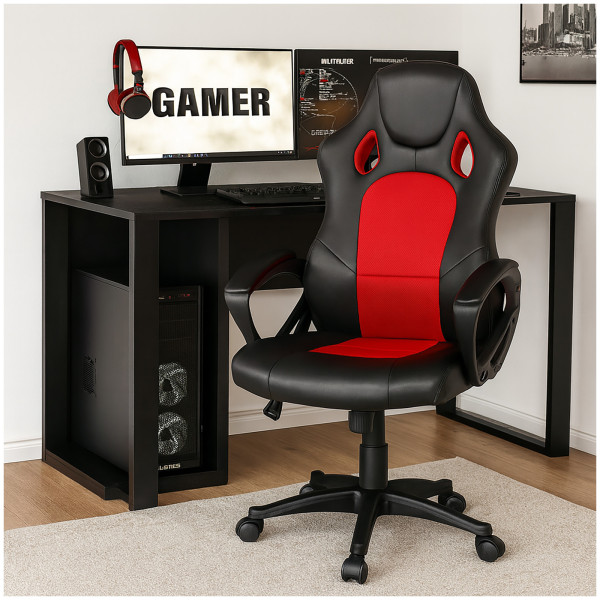 HTI-Living Daytona Drehstuhl Schwarz-Rot