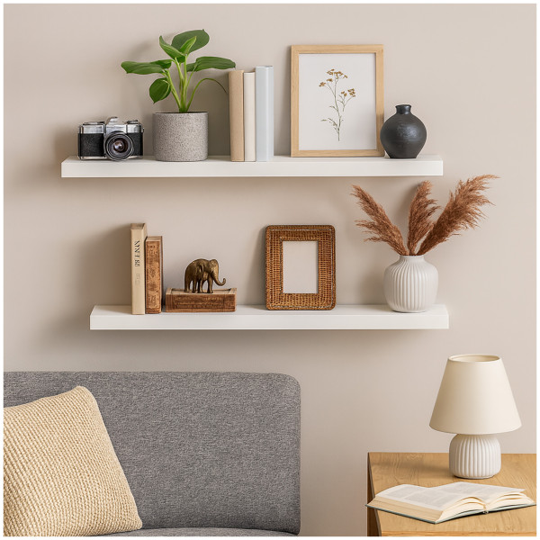 HTI-Living Altona Weiß Wandregal 2er Set 120 cm + 80 cm