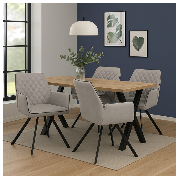 HTI-Living Tumalo Grau 2er-Set Esszimmerstuhl