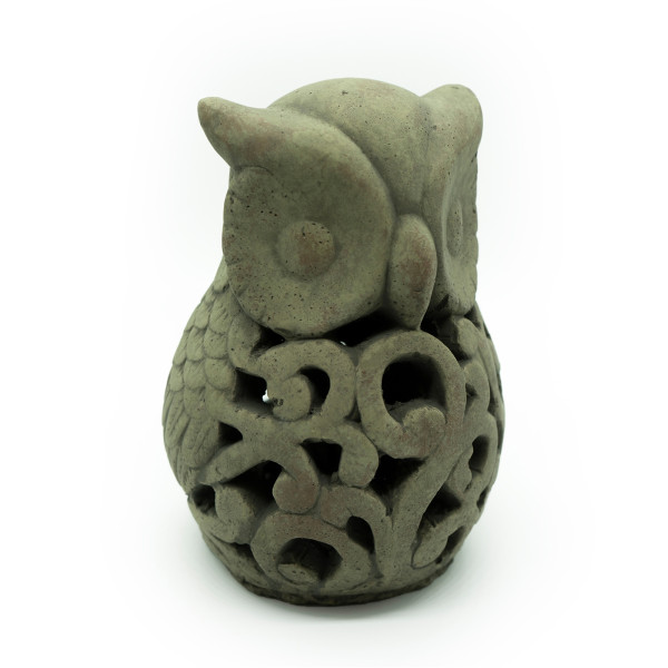 Figur Eule, Zement, grau