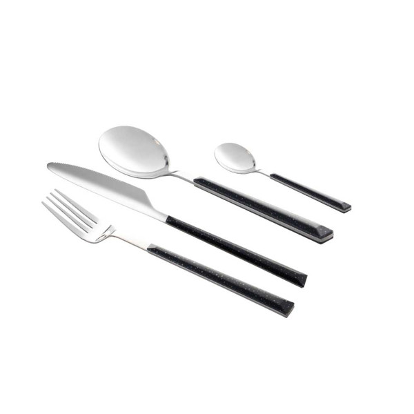 24-tlg. Besteck-Set Marble Black