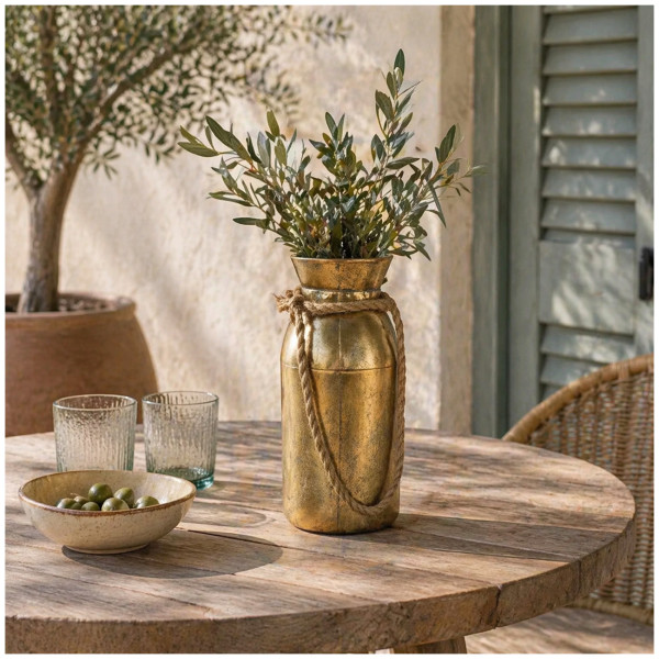 Vase Milchkanne Dhaka goldfarben 30 cm B-Wahl