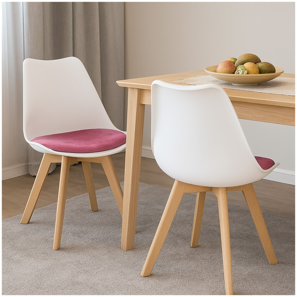Stuhl Atlanta Weiß/Velvet Pink 2er Set