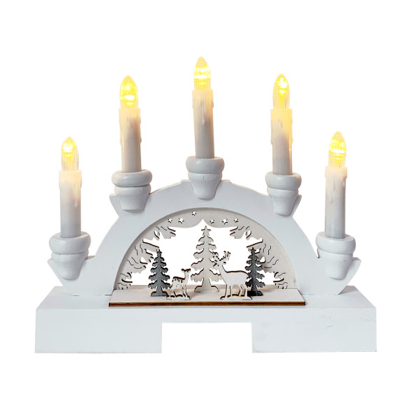 Kerzenleuchter Rehe im Wald Weiß