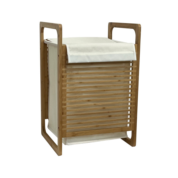 Wäschetruhe Ilian Weiß Bambus
