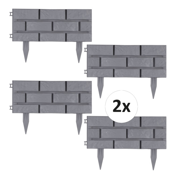 Gartenzaun Nessa Steinmauer 4-teilig Grau