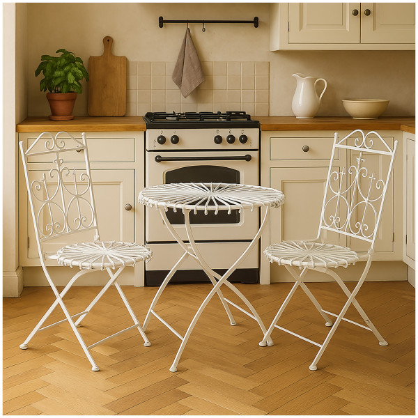 HTI-Living Romantic Garden Essgruppe 3-teilig Weiß