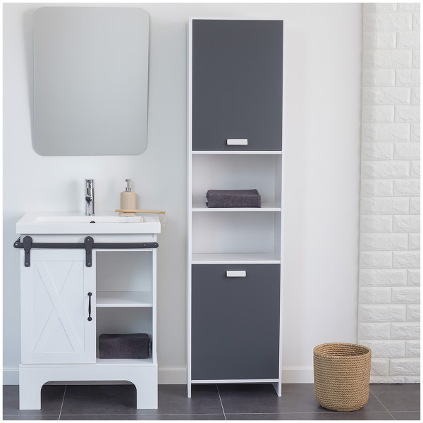 Badschrank Thekla 39170 weiss grau