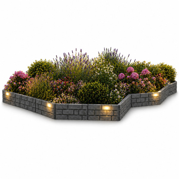 Beetkantenset Solar Ziegelsteinoptik 16tlg. Grau