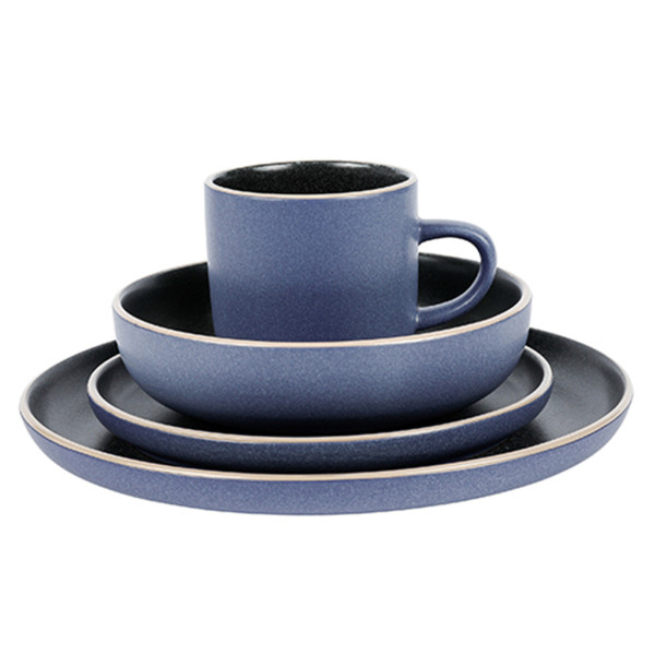 Tafelservice 16-teilig Blau/Grau