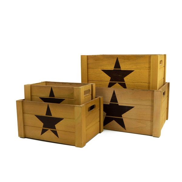 Holzkisten-Set, rechteckig; 4-teilig