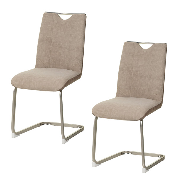 Schwingstuhl Emrys 2er Set Taupe/antikhellbraun
