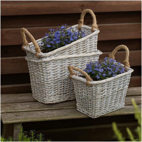 HTI-Living Naturdeko für drinnen und draußen Stilvolle Pflanzkörbe im 3er-Set