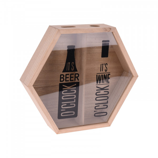 HTI-Living Holz, Glas Sammelbox für Weinkorken und Bierdeckel