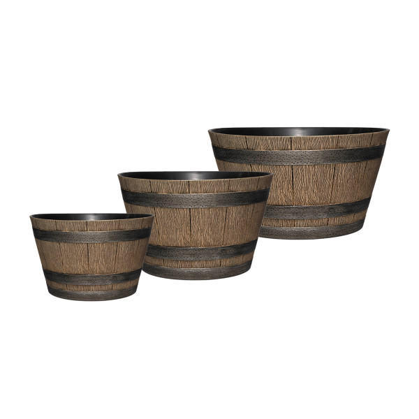 Blumenkübelset Nessa, Barrel, 3teilig, braun