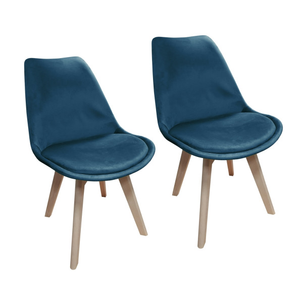 HTI-Living Atlanta Blau Esszimmerstuhl Samt 2er Set