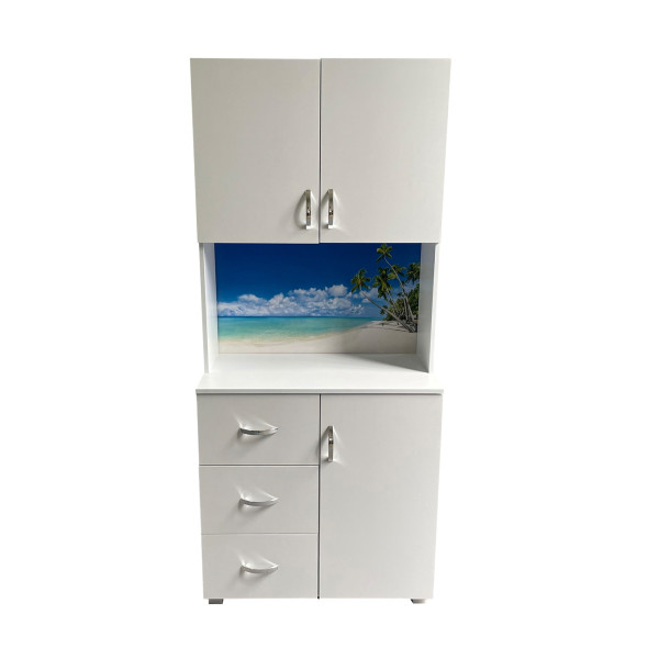 Schrank Blanca Wellness Palmen weiß, Motiv