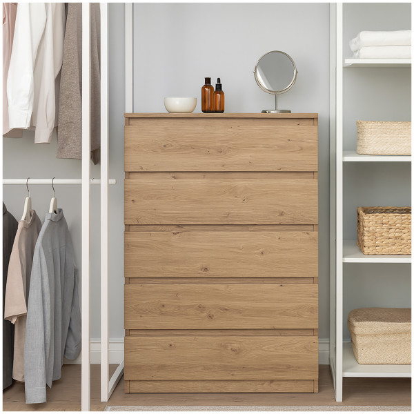 HTI-Living Artisaneiche Thekla Kommode mit 5 grifflosen Schubladen