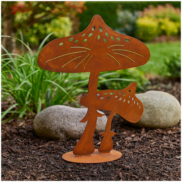 HTI-Living aus Metall in Rostoptik Dekorative Gartenfigur Fliegenpilz