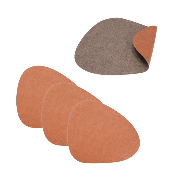 Tischset PVC Stone Cognac / Braun meliert 4er Set