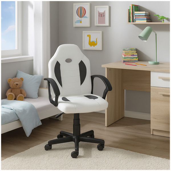 HTI-Living ergonomischer Drehstuhl Weiß-Grau Schreibtischstuhl Junior höhenverstellbar