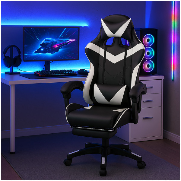 Krit racer gaming chair Schwarz-Weiß