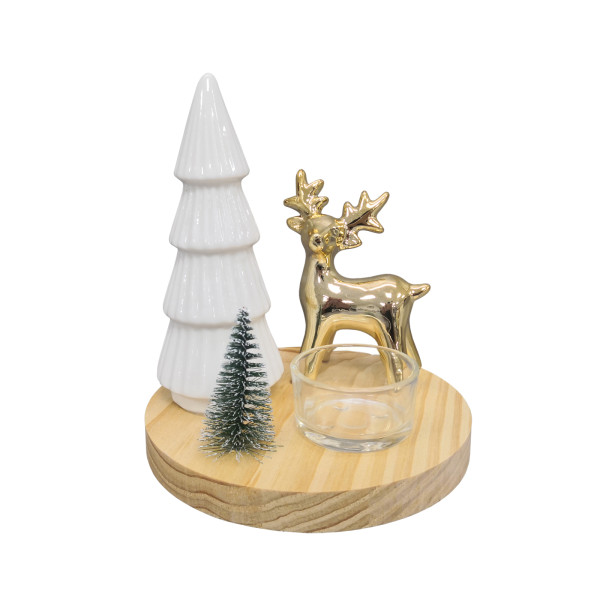 Teelichthalter Baum mit Reh