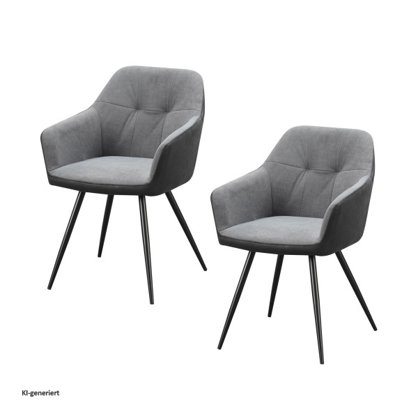 Stuhl Joschka Anthrazit/Grau 2er Set