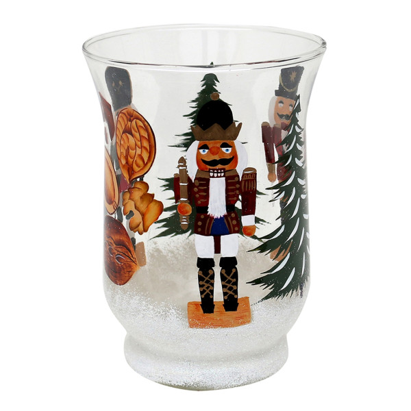 Glas Teelichtbecher "Nussknacker Motiv" 11 x 11 x