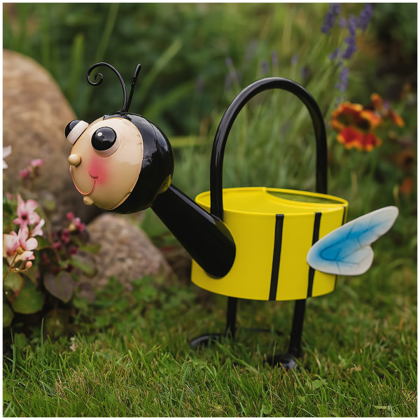 Blumengießkanne Biene Miri schwarz, gelb Metall