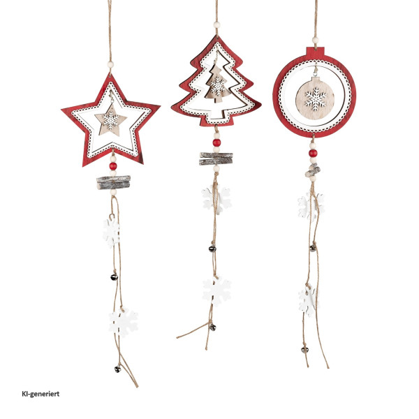 Weihnachtsanhänger 3/S aus Holz
