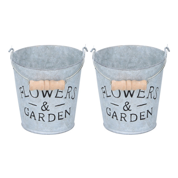 Metall-Eimer-Blumenkübel, 2 Stück mit henkel