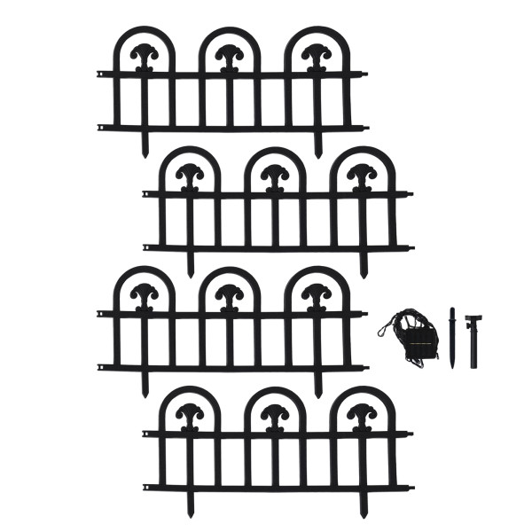 Zierzaun Nessa Solar, Bogen, 4teilig, schwarz