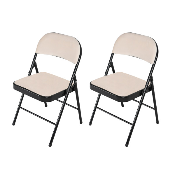 Klappstuhl Wedigo Velvet Beige 2er Set