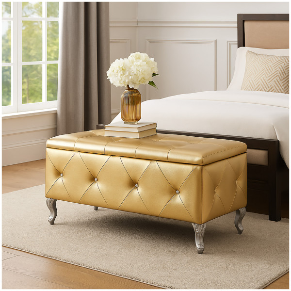 HTI-Living Maribella Gold Gepolsterte Sitzbank mit Truhe