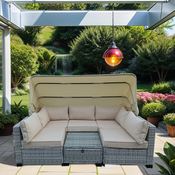 6-teiliges Outdoorsofa Eleni beige/grau