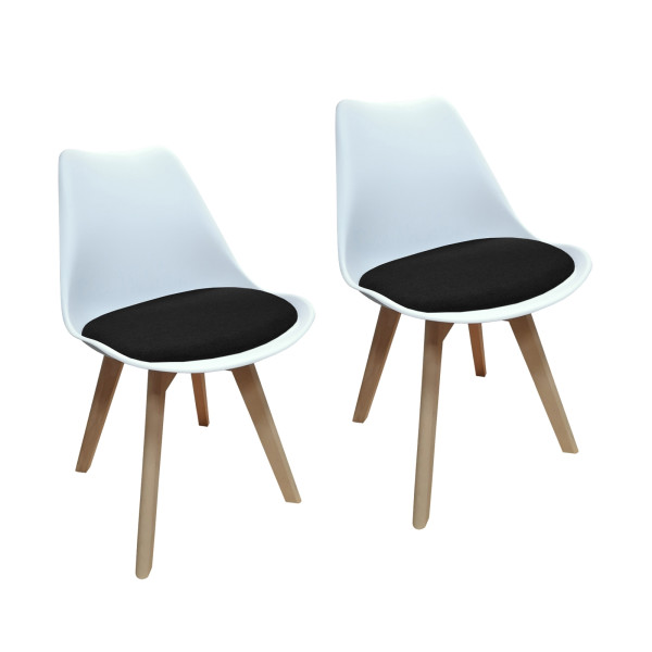 Stuhl Atlanta Weiß/Webstoff Schwarz 2er-Set