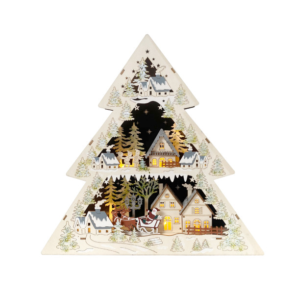 Schwibbogen Weihnachtsmann zu Besuch Natur Grau