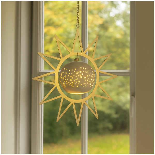 formano Fensterdeko Weihnachten Ø 25 cm LED Stern mit Kugelleuchte und Sternchenmuster