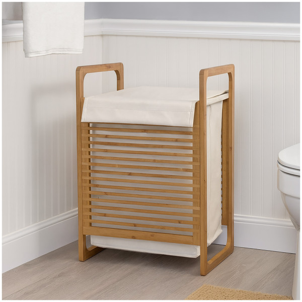 Wäschetruhe Ilian Weiß Bambus